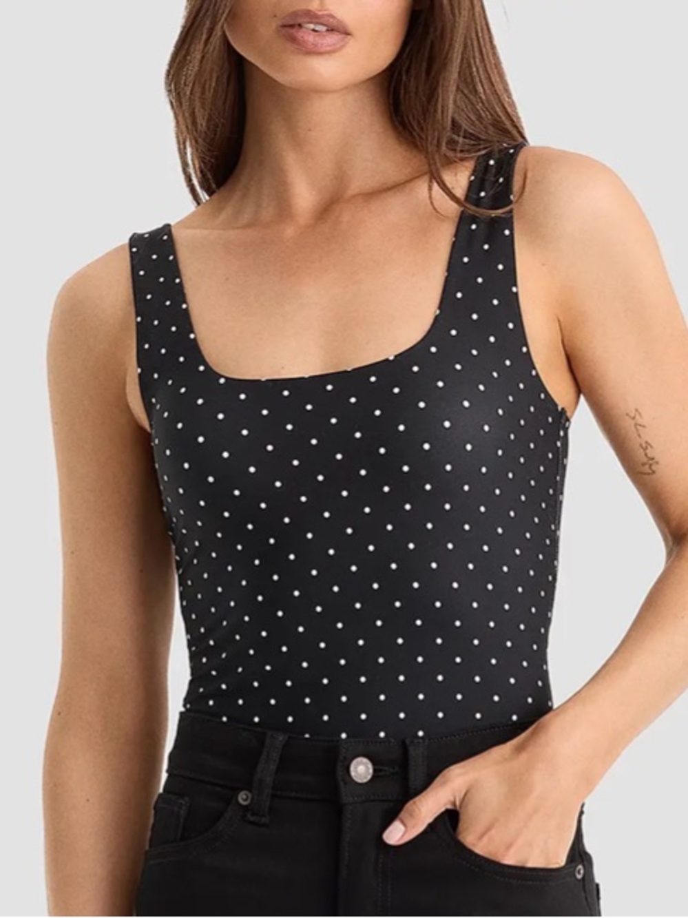 Good American Black Polka Dot One-Piece bodysuit 
XL

 - Classic Scoop Neck! New